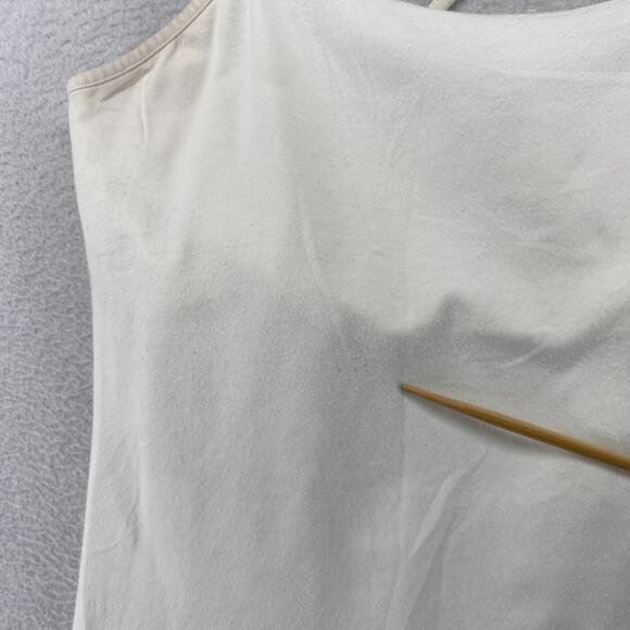 EILEEN FISHER Tank Top XL Organic Cotton Jersey Cross Back Shelf Bra White USA - Picture 13 of 16